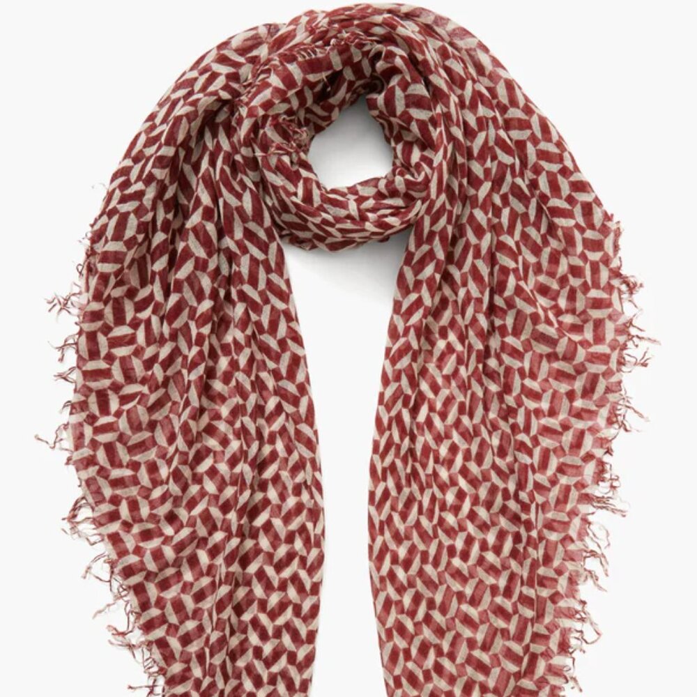 New Auth Chan Luu Harissa Tile Cashmere Silk Scarf Color: Bossa Nova